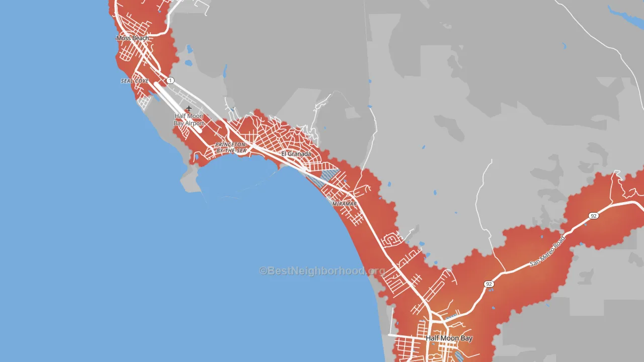 Transit Grade map of El Granada, CA