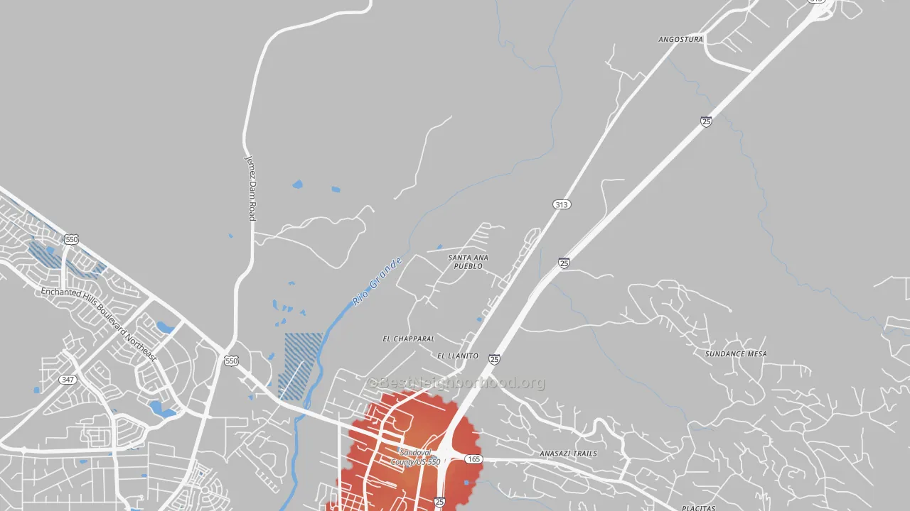 Transit Grade map of El Llanito, NM