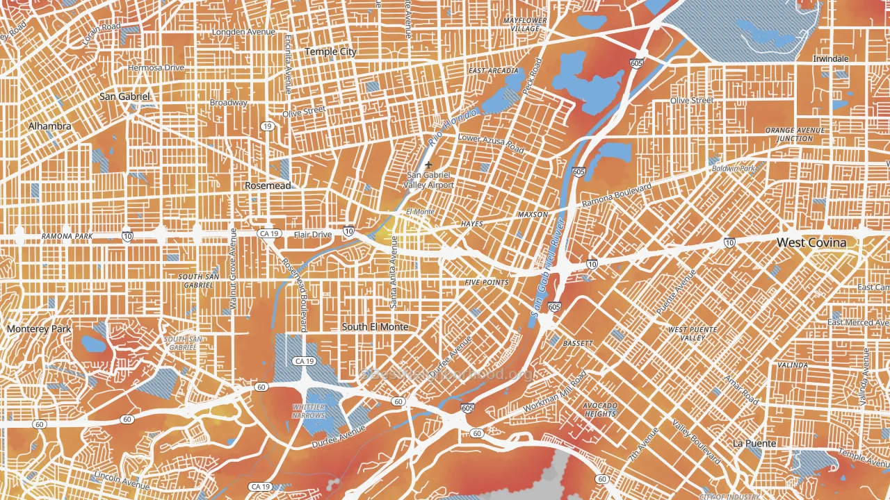 Transit Grade map of El Monte, CA