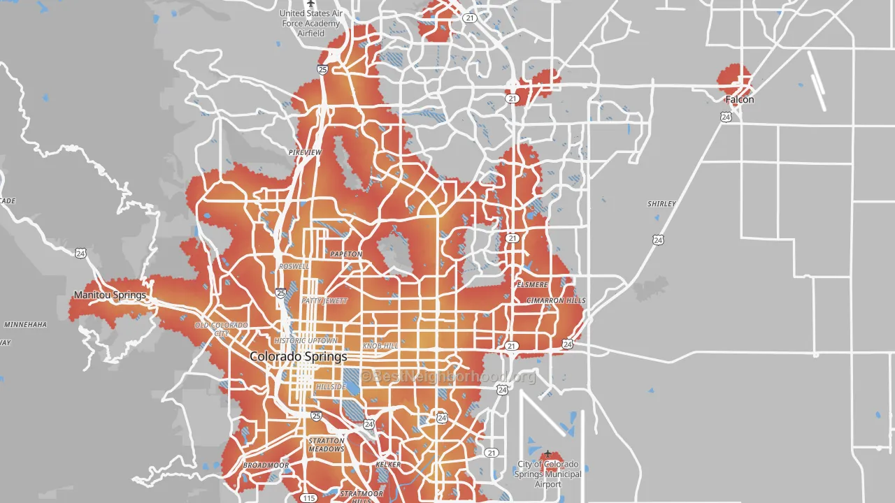 Transit Grade map of El Paso County, CO