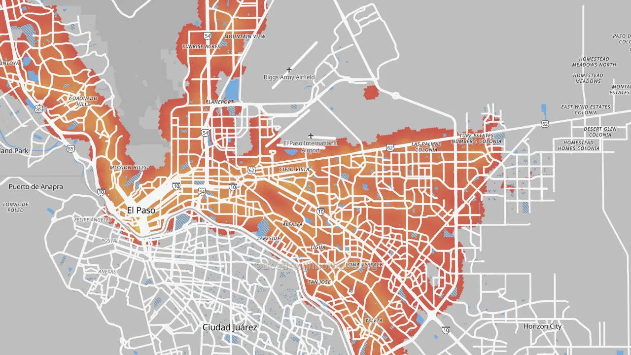 Transit Grade map of El Paso County, TX