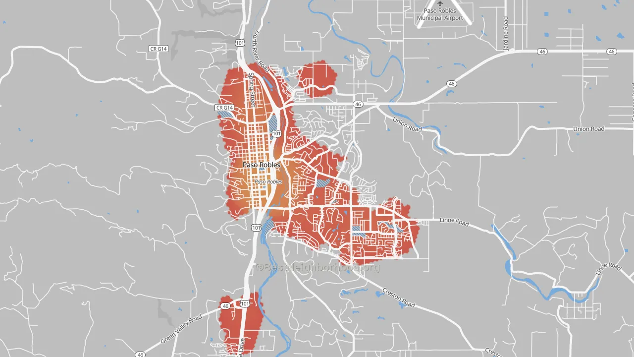 Transit Grade map of El Paso de Robles, CA