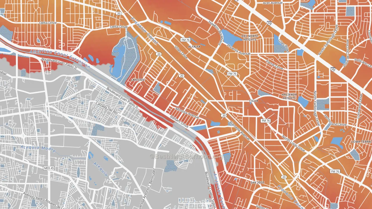 Transit Grade map of El Paso Lower Valley, El Paso, TX