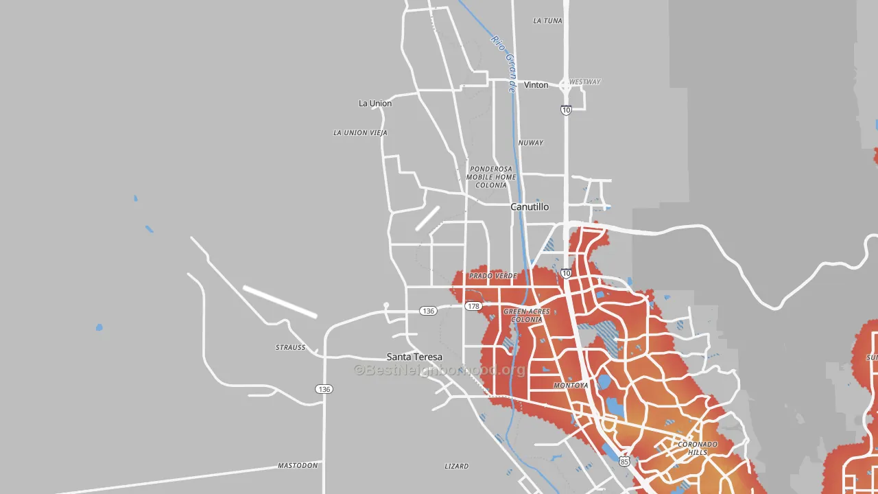 Transit Grade map of El Paso, NM