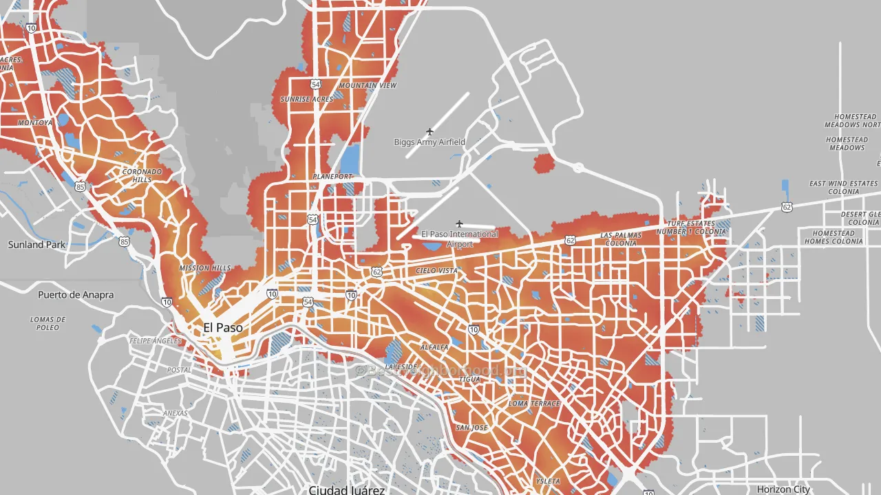 Transit Grade map of El Paso, TX
