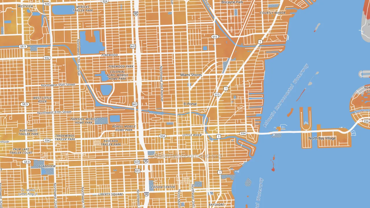 Transit Grade map of El Portal, FL
