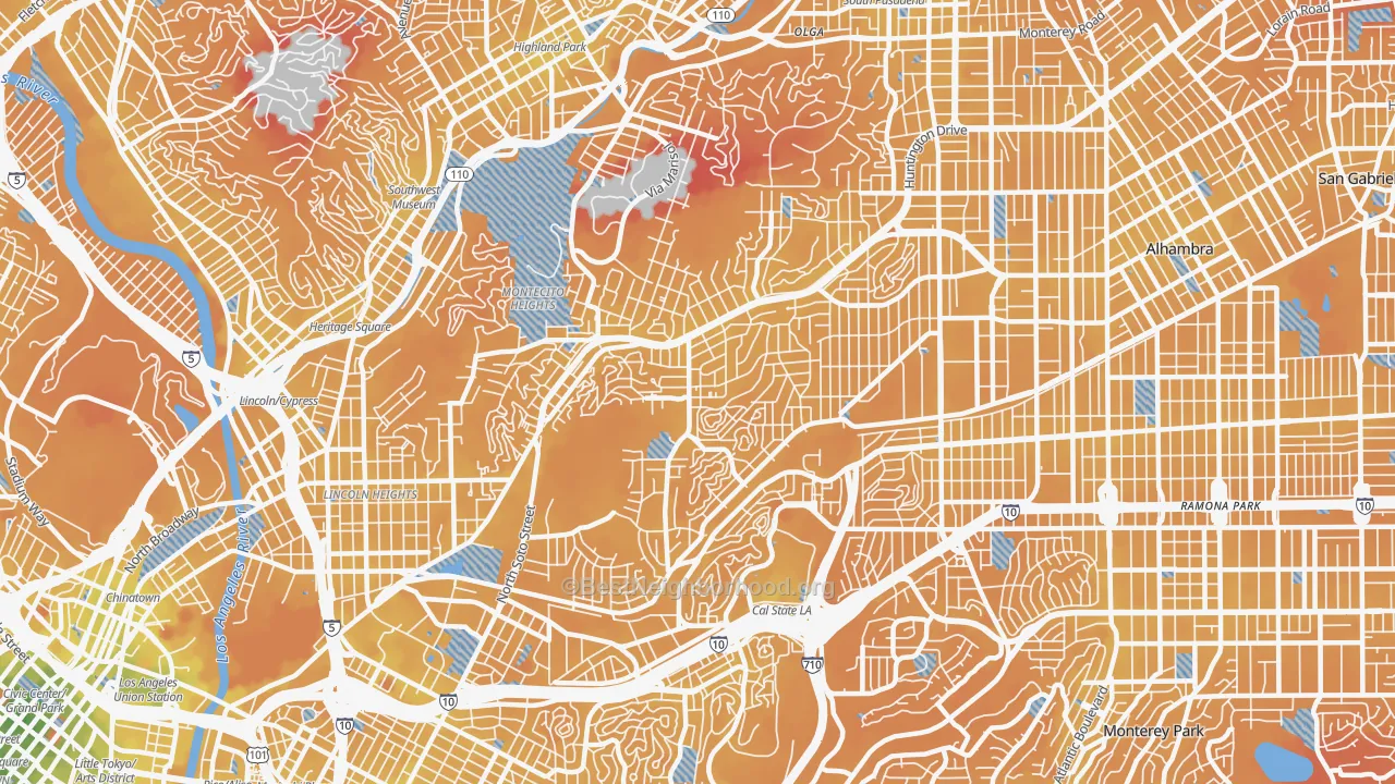 Transit Grade map of El Sereno, Los Angeles, CA