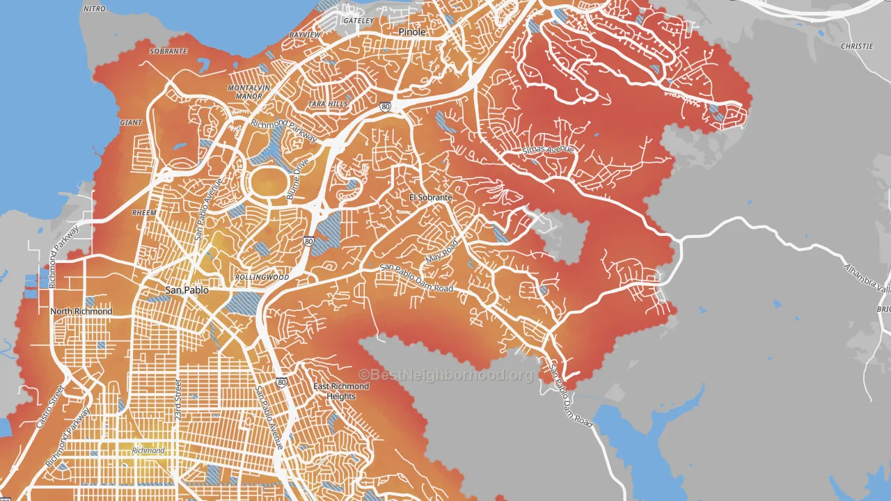 Transit Grade map of El Sobrante, CA