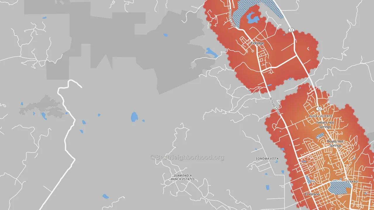 Transit Grade map of El Verano, CA