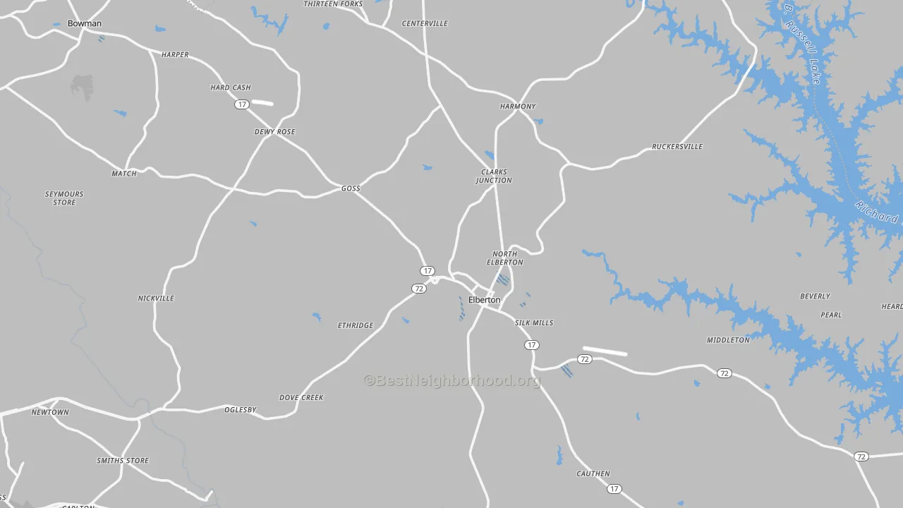 Transit Grade map of Elbert County, GA