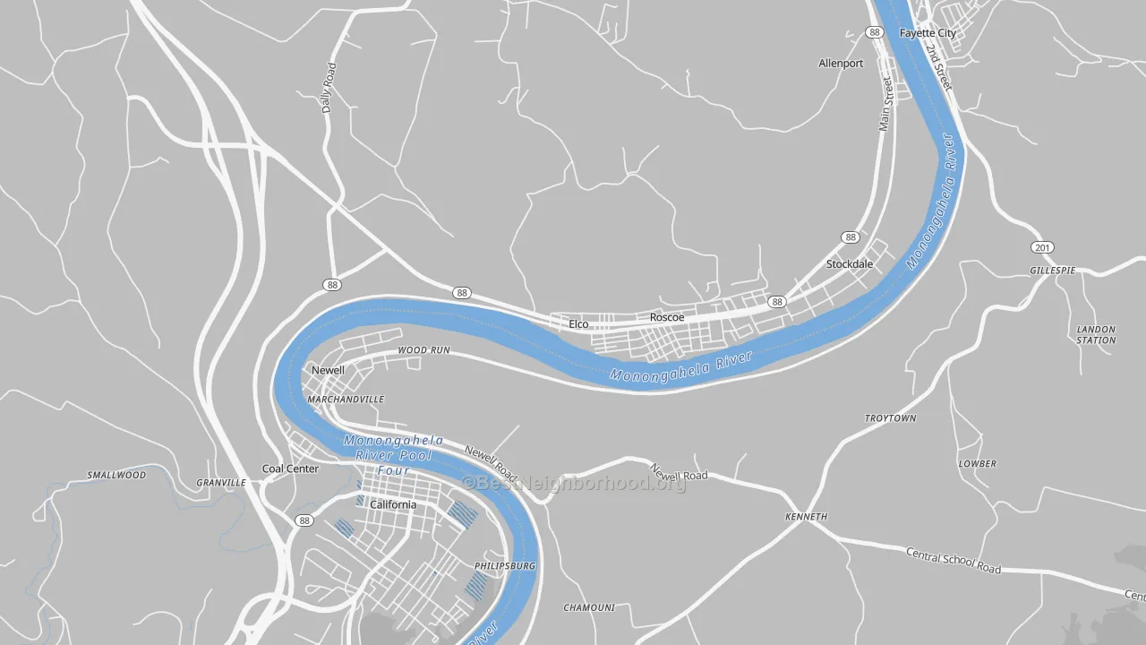 Transit Grade map of Elco, PA