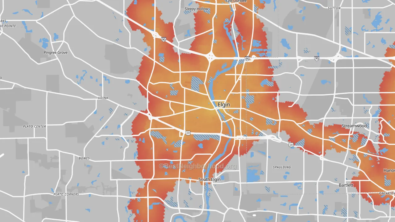 Transit Grade map of Elgin, IL