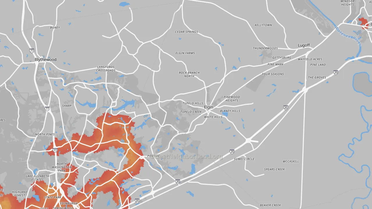 Transit Grade map of Elgin, SC