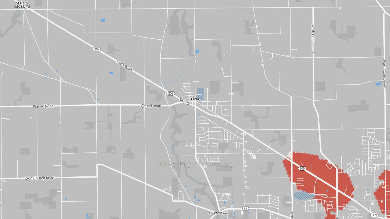 Transit Grade map of Elida, OH