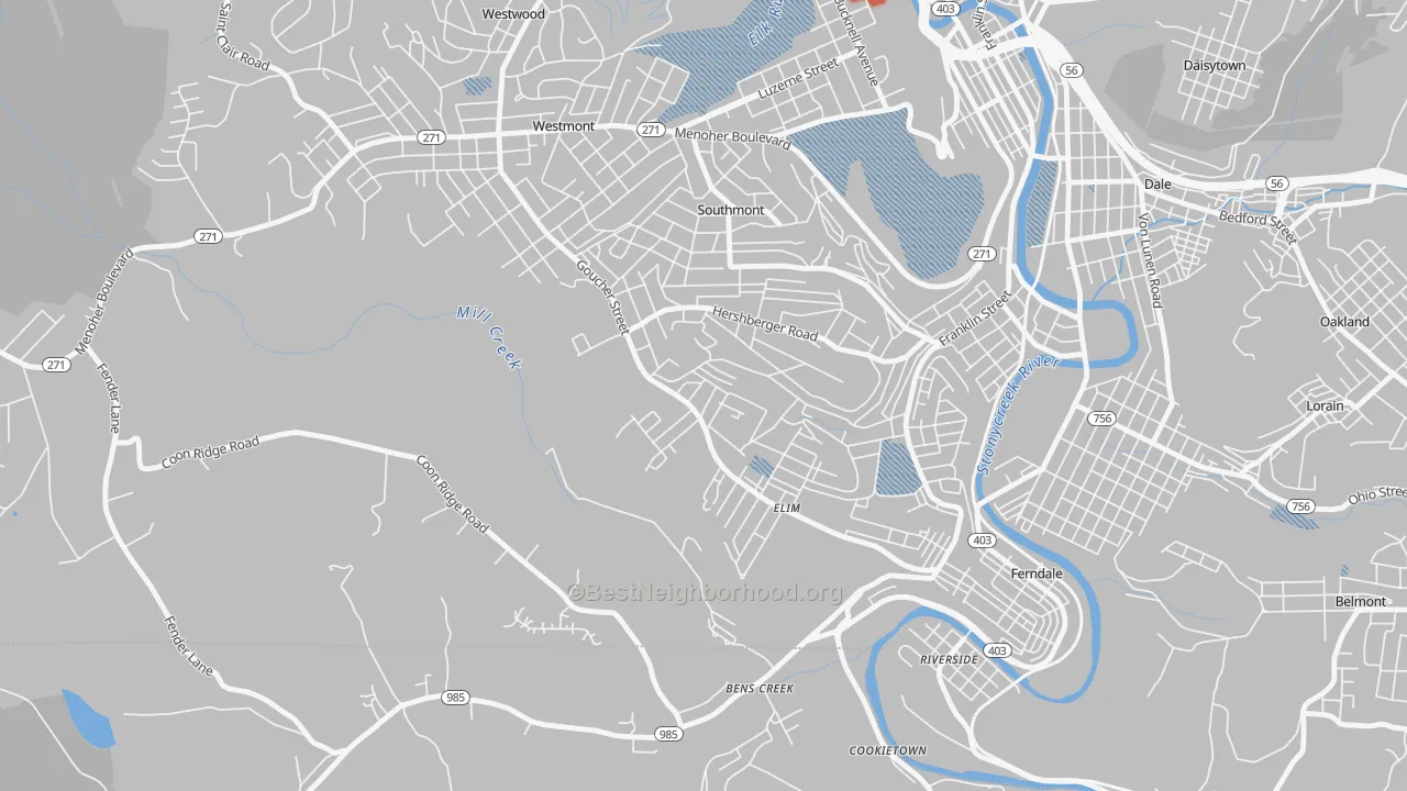 Transit Grade map of Elim, PA