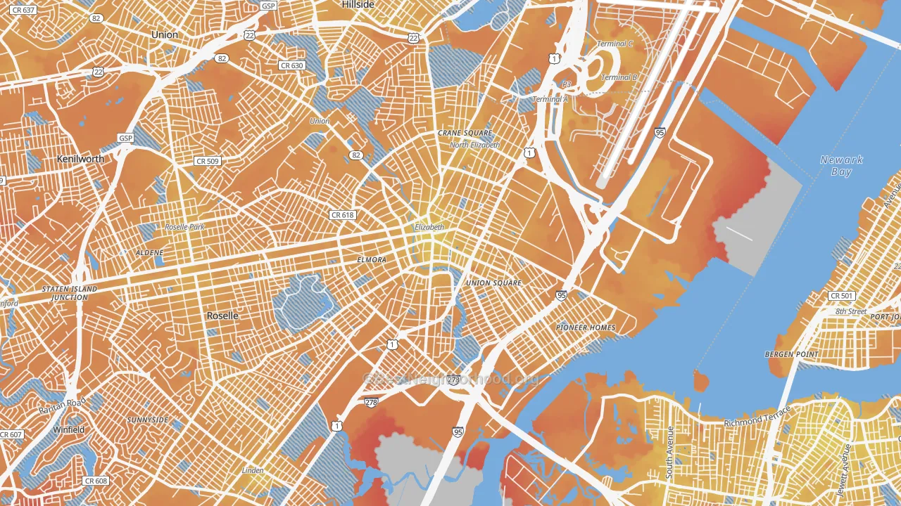 Transit Grade map of Elizabeth, NJ