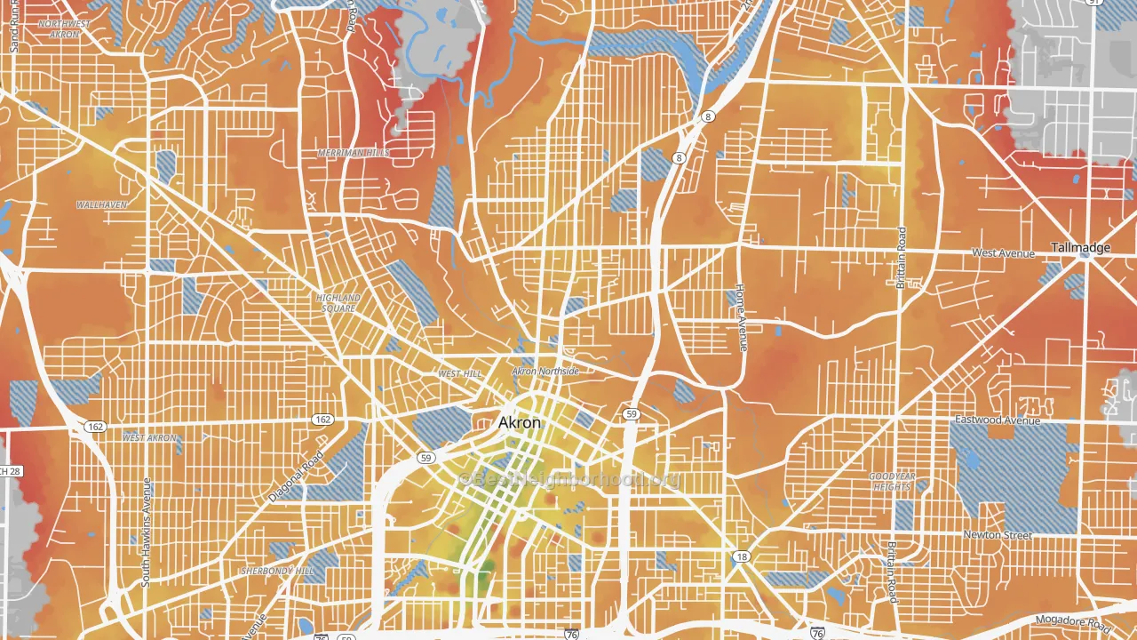 Transit Grade map of Elizabeth Park Valley, Akron, OH