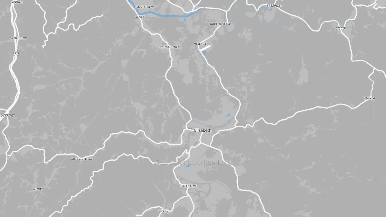 Transit Grade map of Elizabeth, WV
