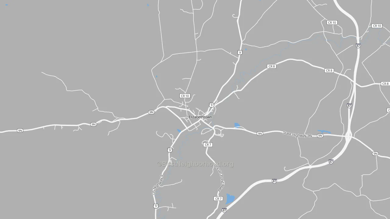 Transit Grade map of Elizabethtown, NY