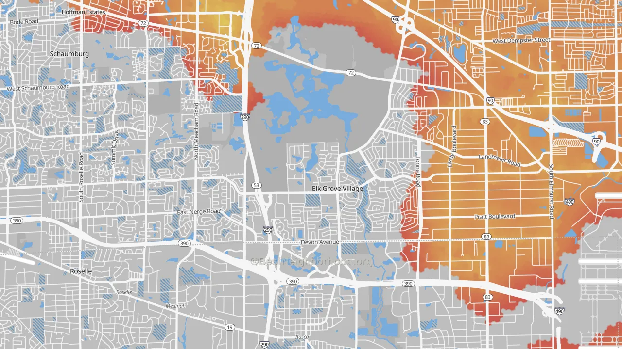 Transit Grade map of Elk Grove Village, IL