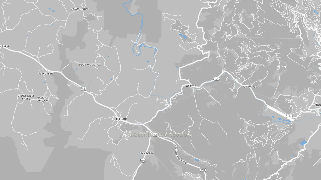 Transit Grade map of Elk Park, NC