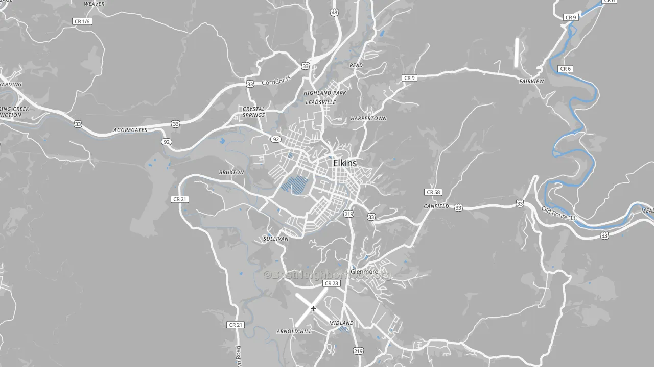 Transit Grade map of Elkins, WV