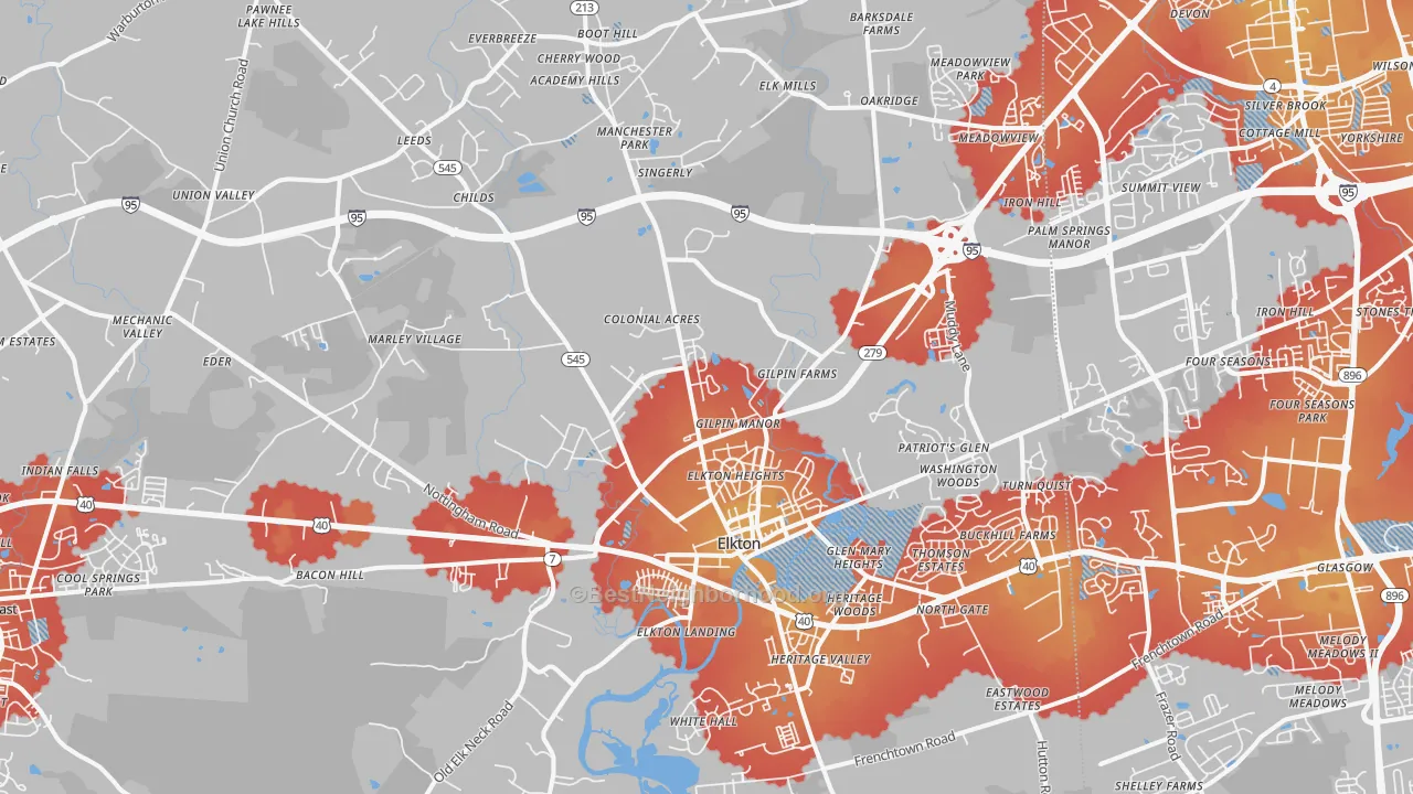 Transit Grade map of Elkton, MD