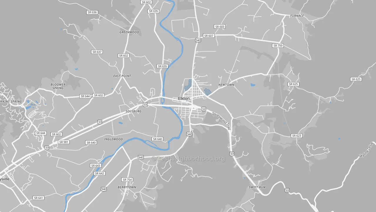 Transit Grade map of Elkton, VA