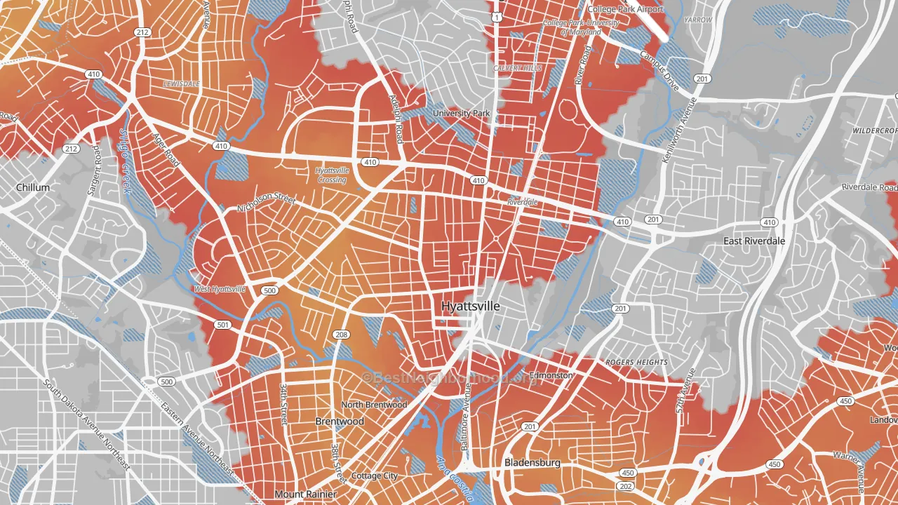 Transit Grade map of Ellaville, Hyattsville, MD