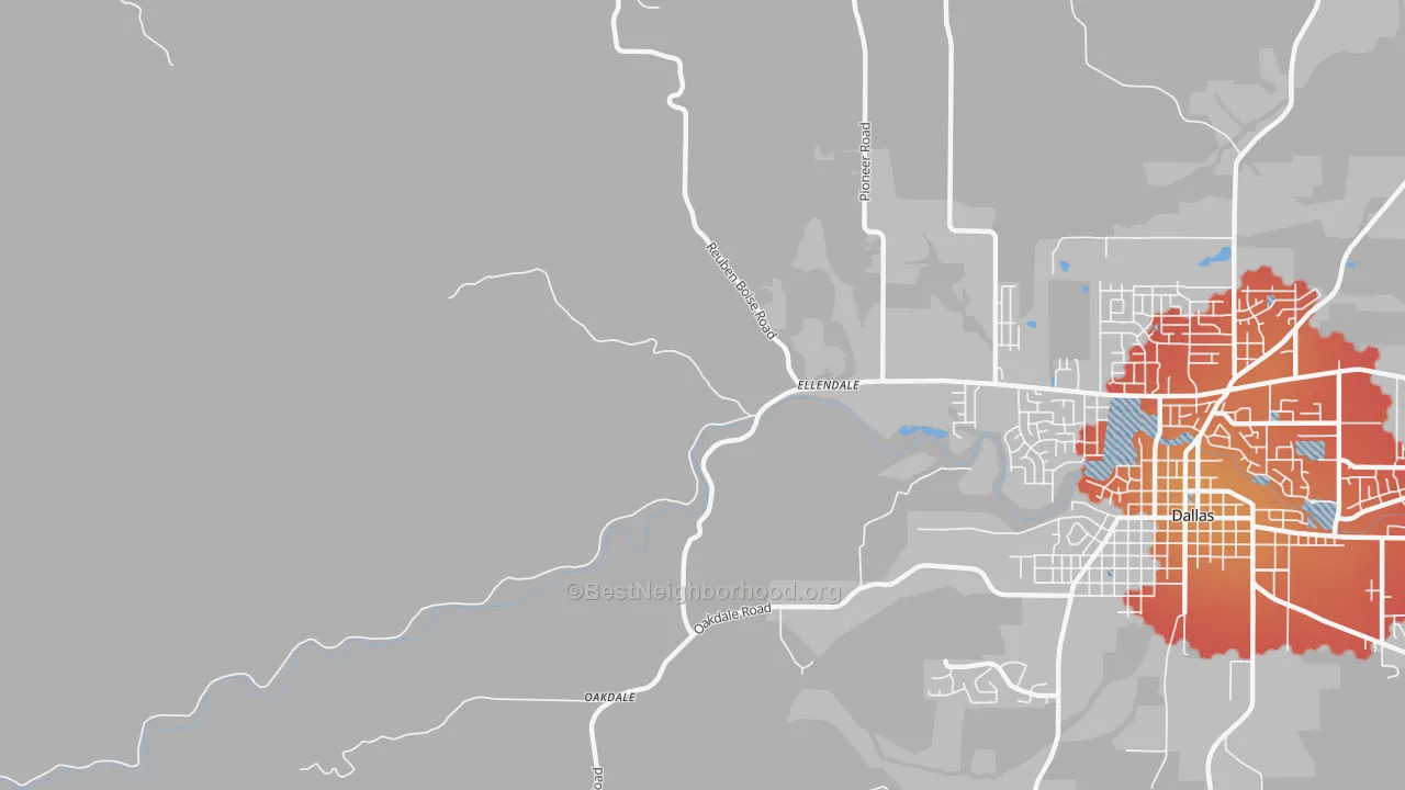 Transit Grade map of Ellendale, OR