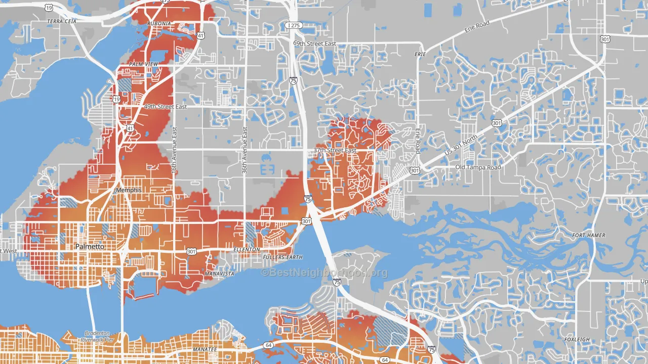 Transit Grade map of Ellenton, FL