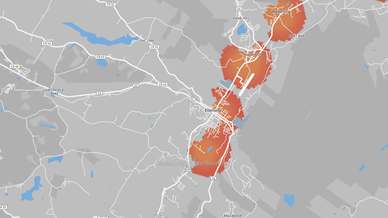 Transit Grade map of Ellenville, NY
