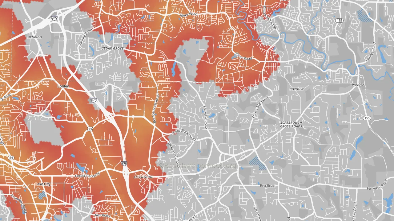 Transit Grade map of Ellenwood, GA