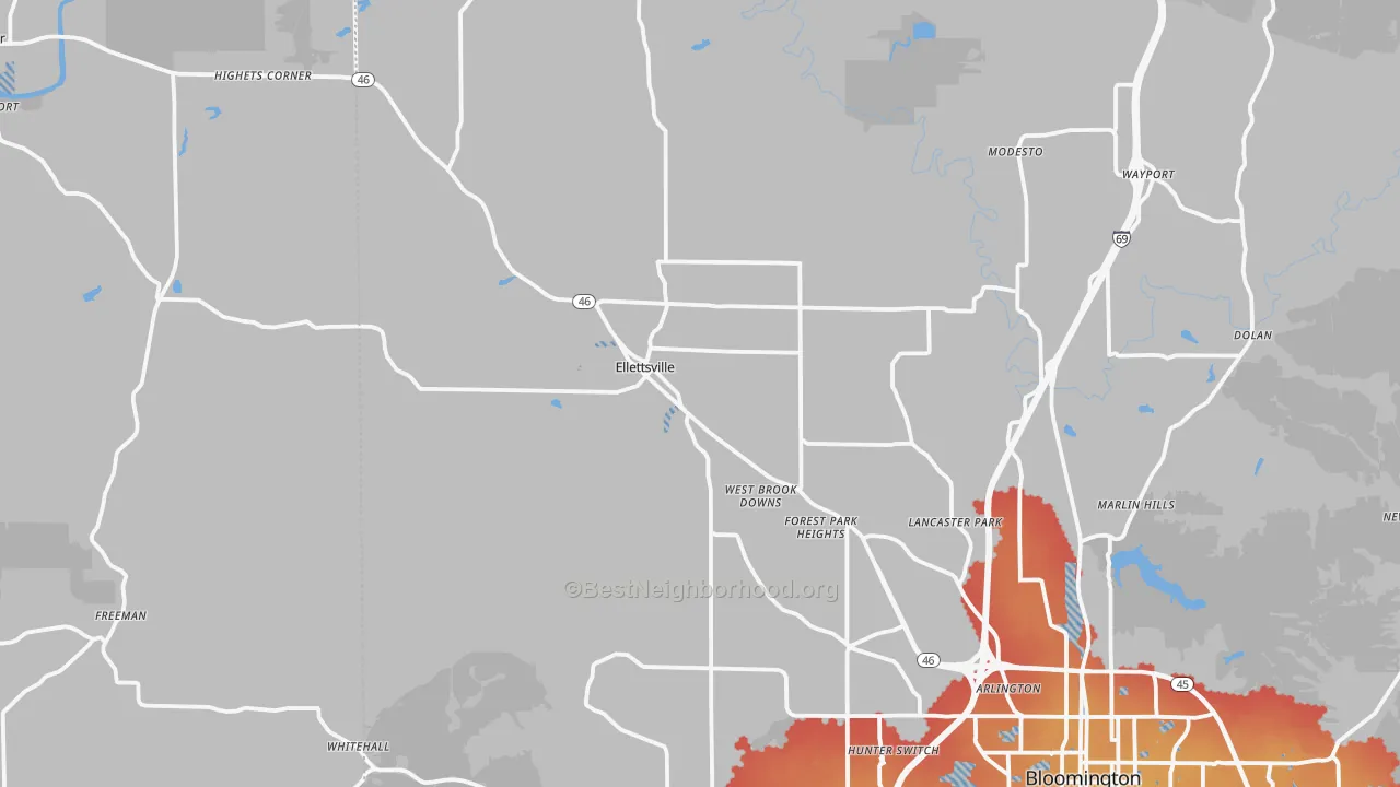 Transit Grade map of Ellettsville, IN