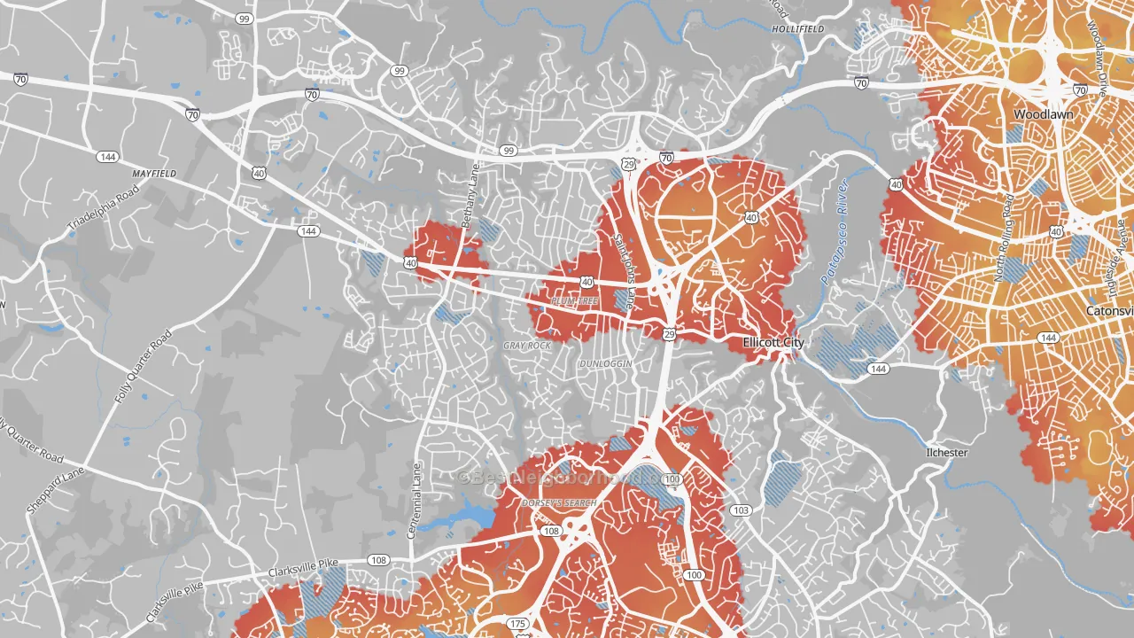 Transit Grade map of Ellicott City, MD