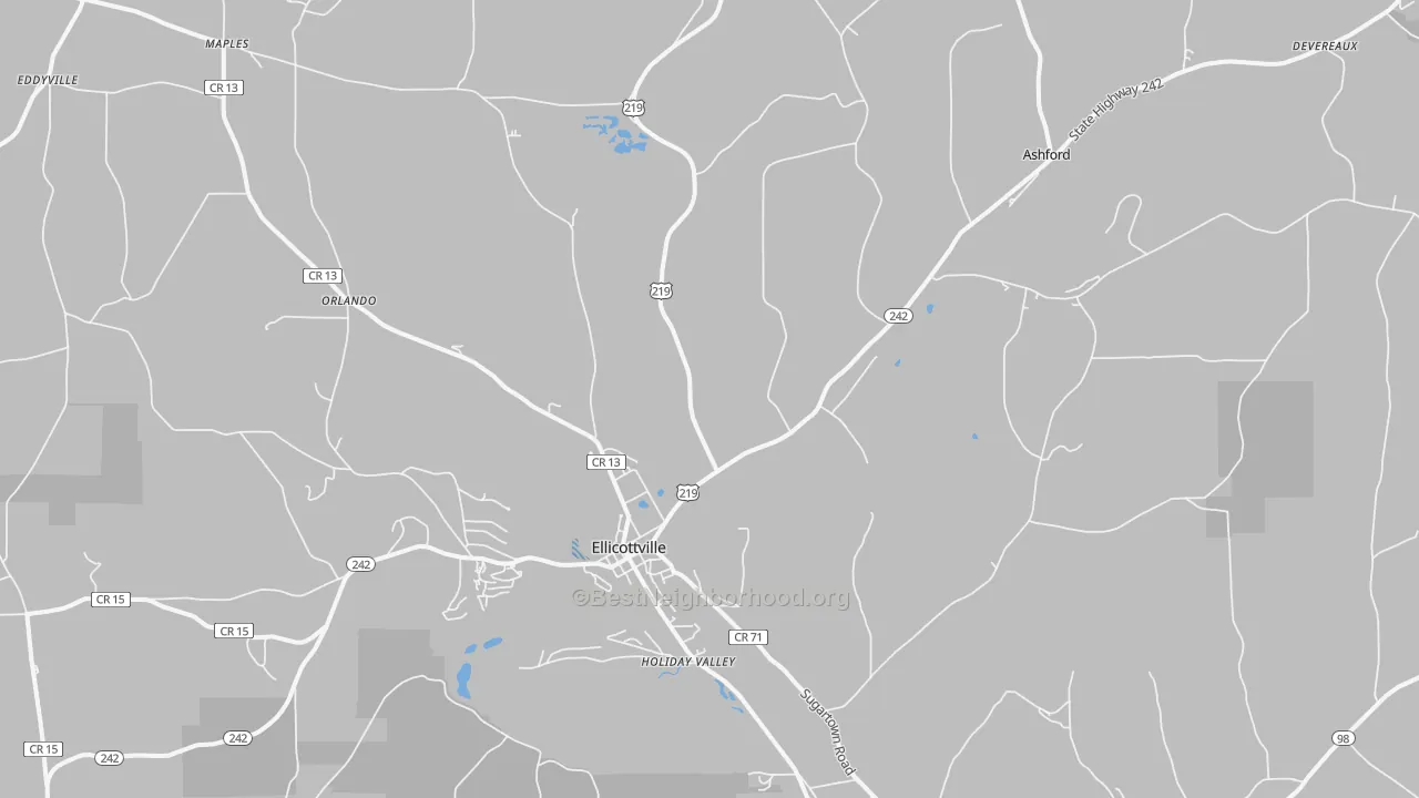 Transit Grade map of Ellicottville, NY