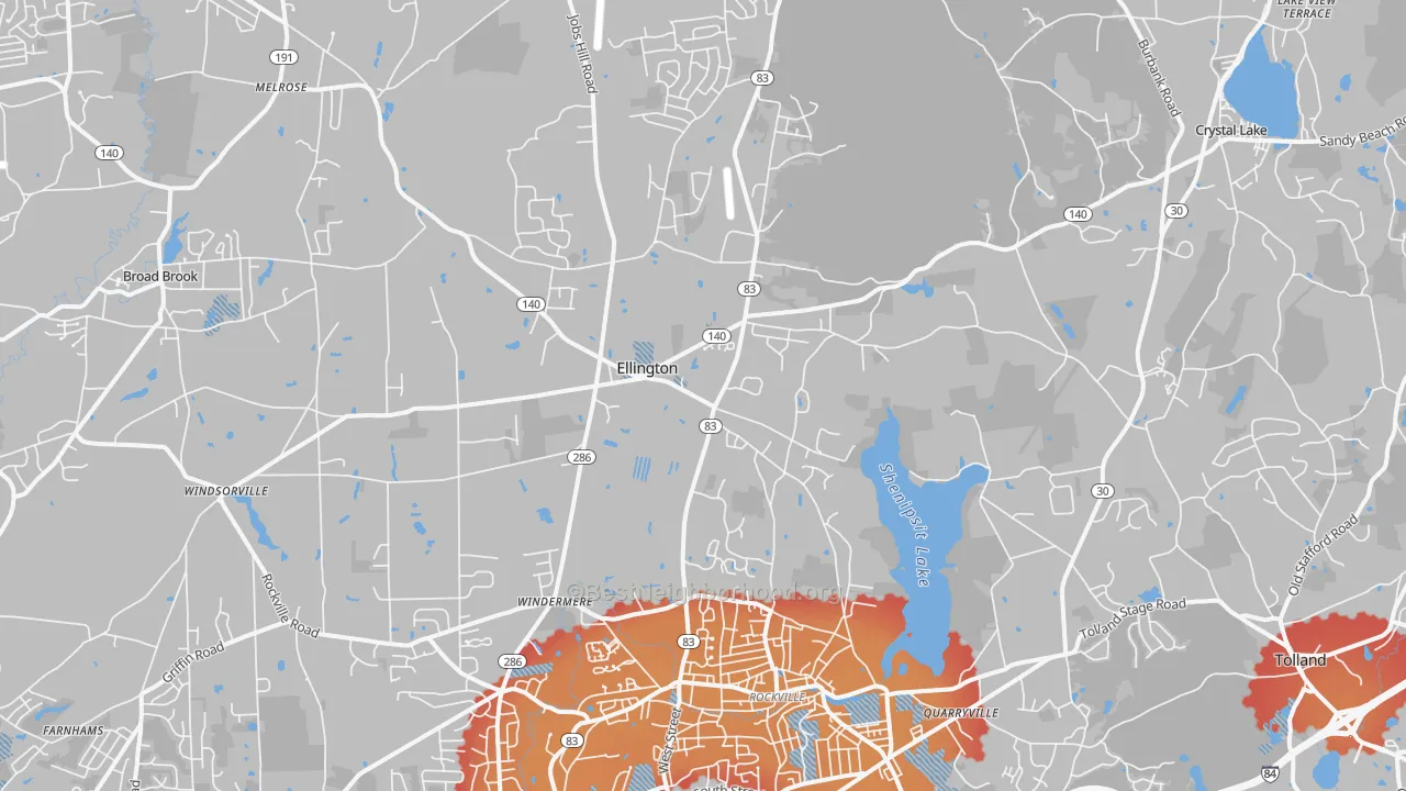 Transit Grade map of Ellington, CT