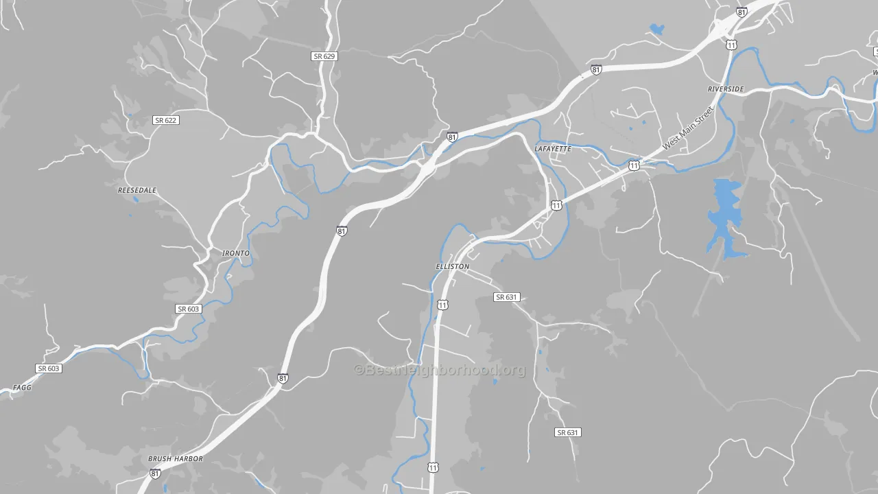 Transit Grade map of Elliston, VA