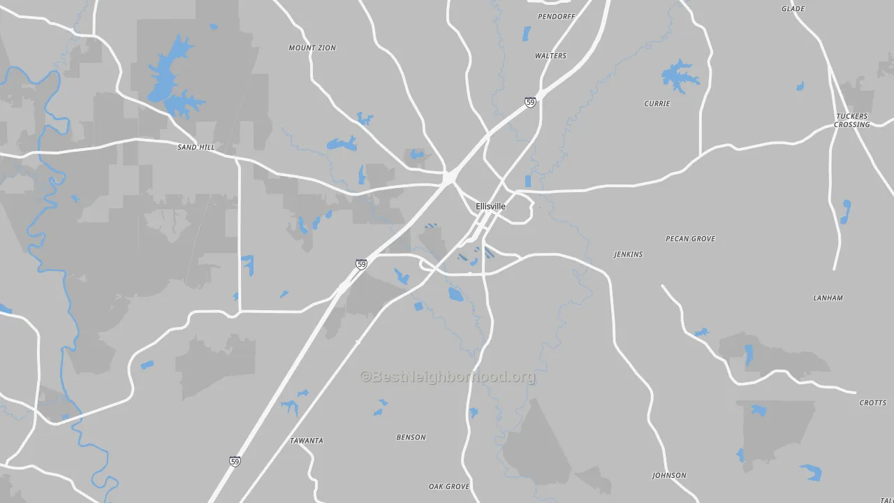 Transit Grade map of Ellisville, MS