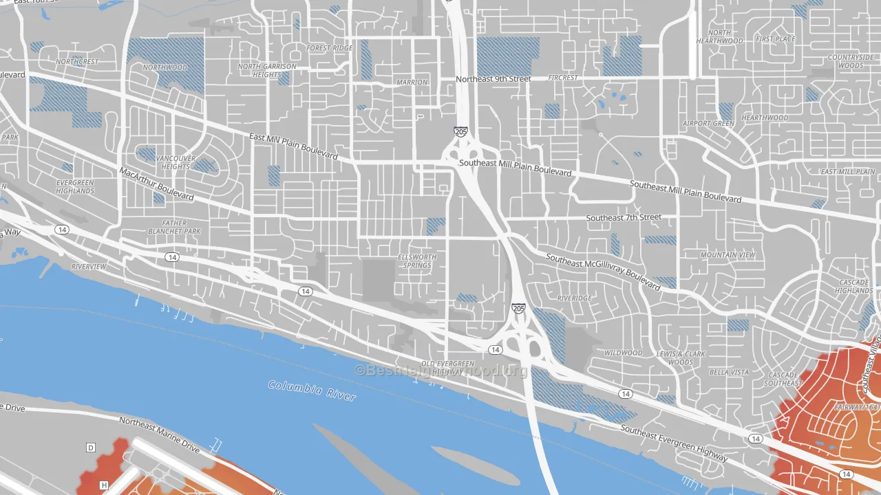 Transit Grade map of Ellsworth Springs, Vancouver, WA