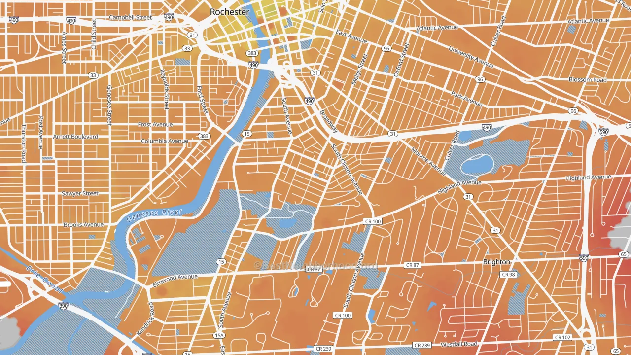 Transit Grade map of Ellwanger-Barry, Rochester, NY