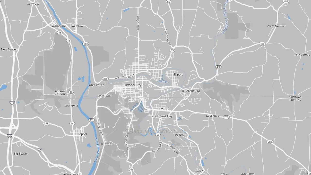 Transit Grade map of Ellwood City, PA