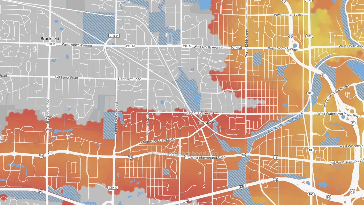 Transit Grade map of Elm Grove, WI