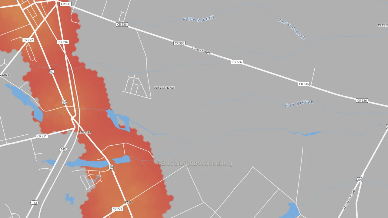 Transit Grade map of Elm, NJ