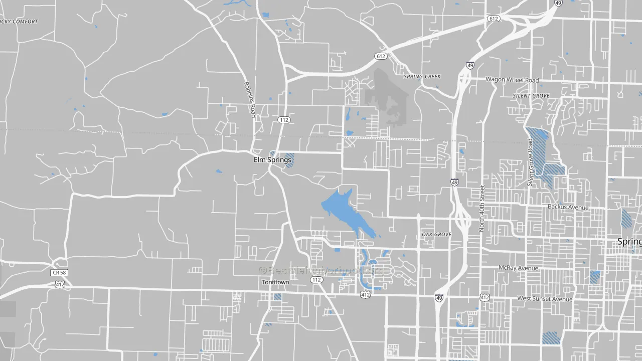 Transit Grade map of Elm Springs, AR