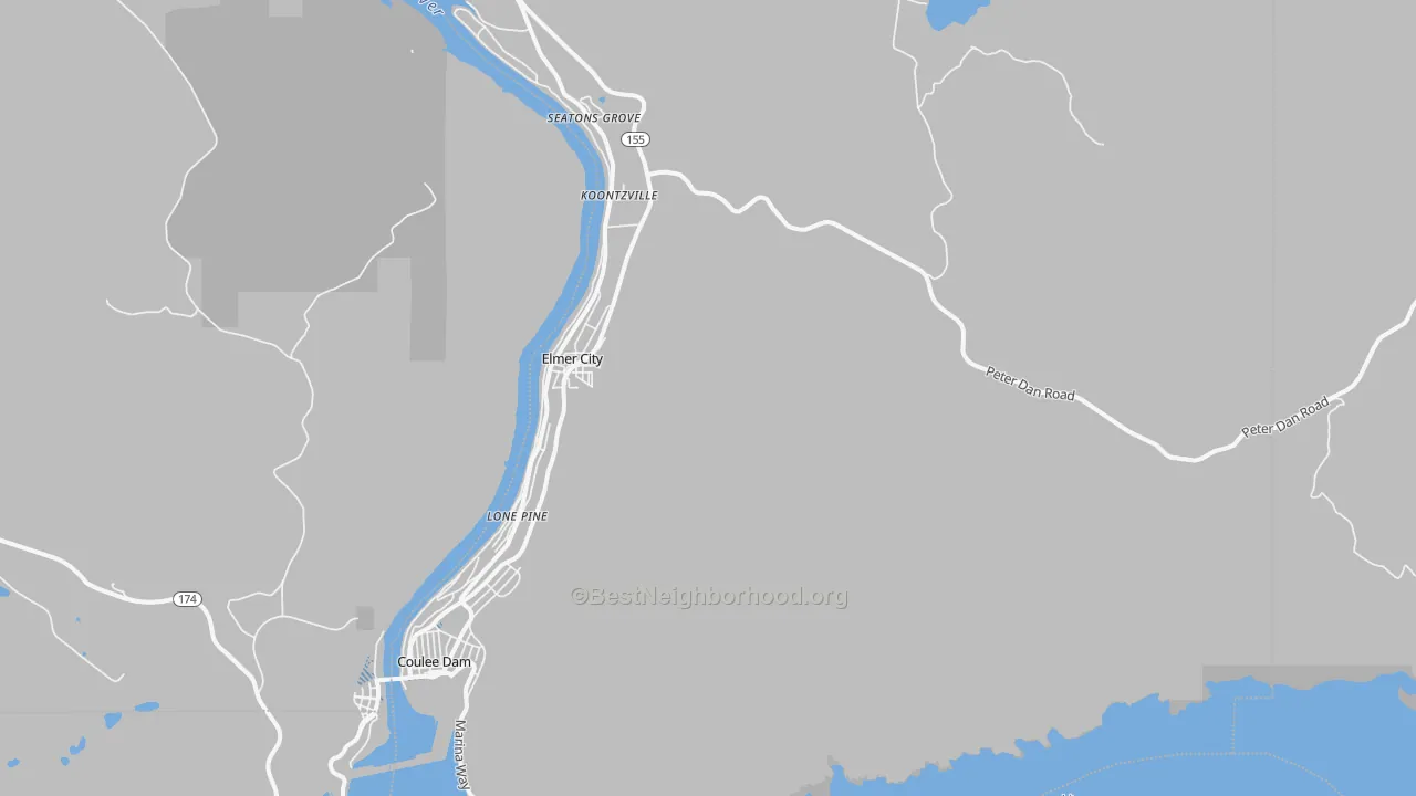 Transit Grade map of Elmer City, WA