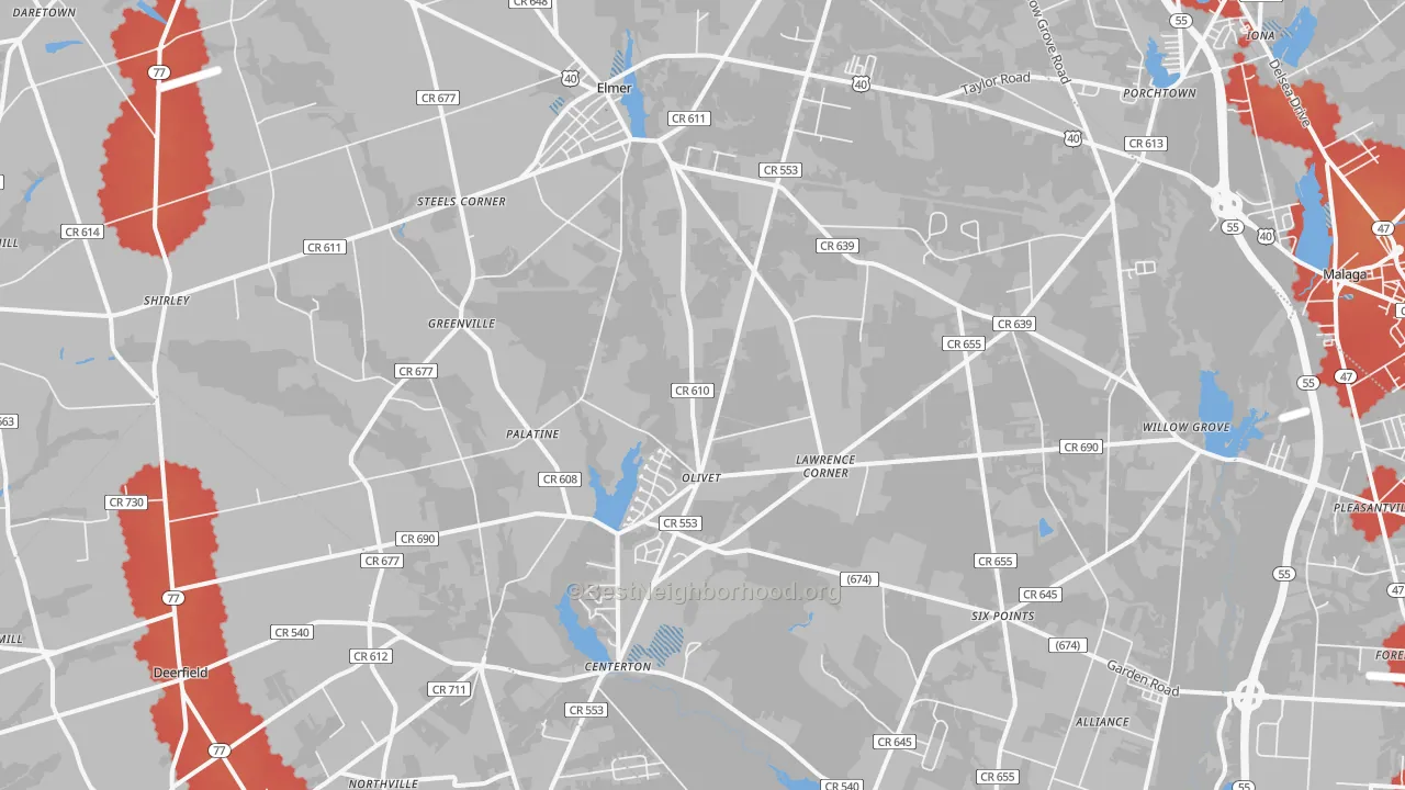 Transit Grade map of Elmer, NJ