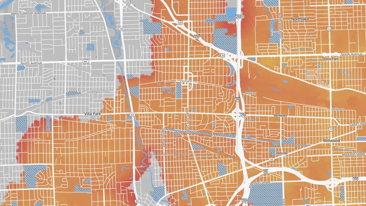 Transit Grade map of Elmhurst, IL