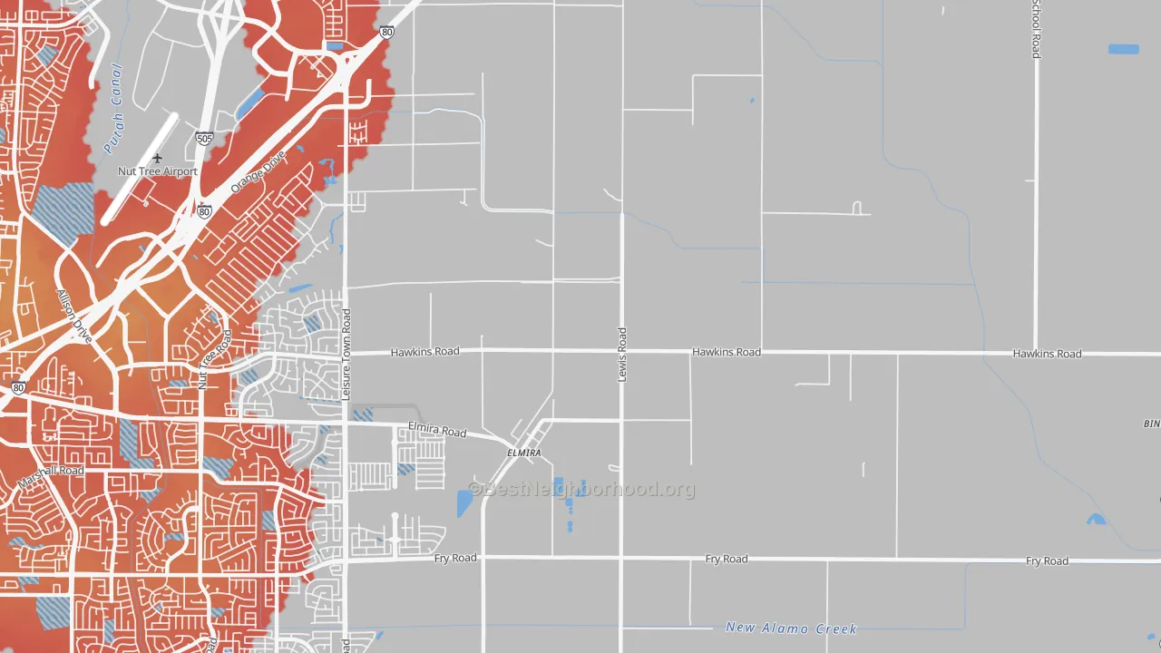 Transit Grade map of Elmira, CA