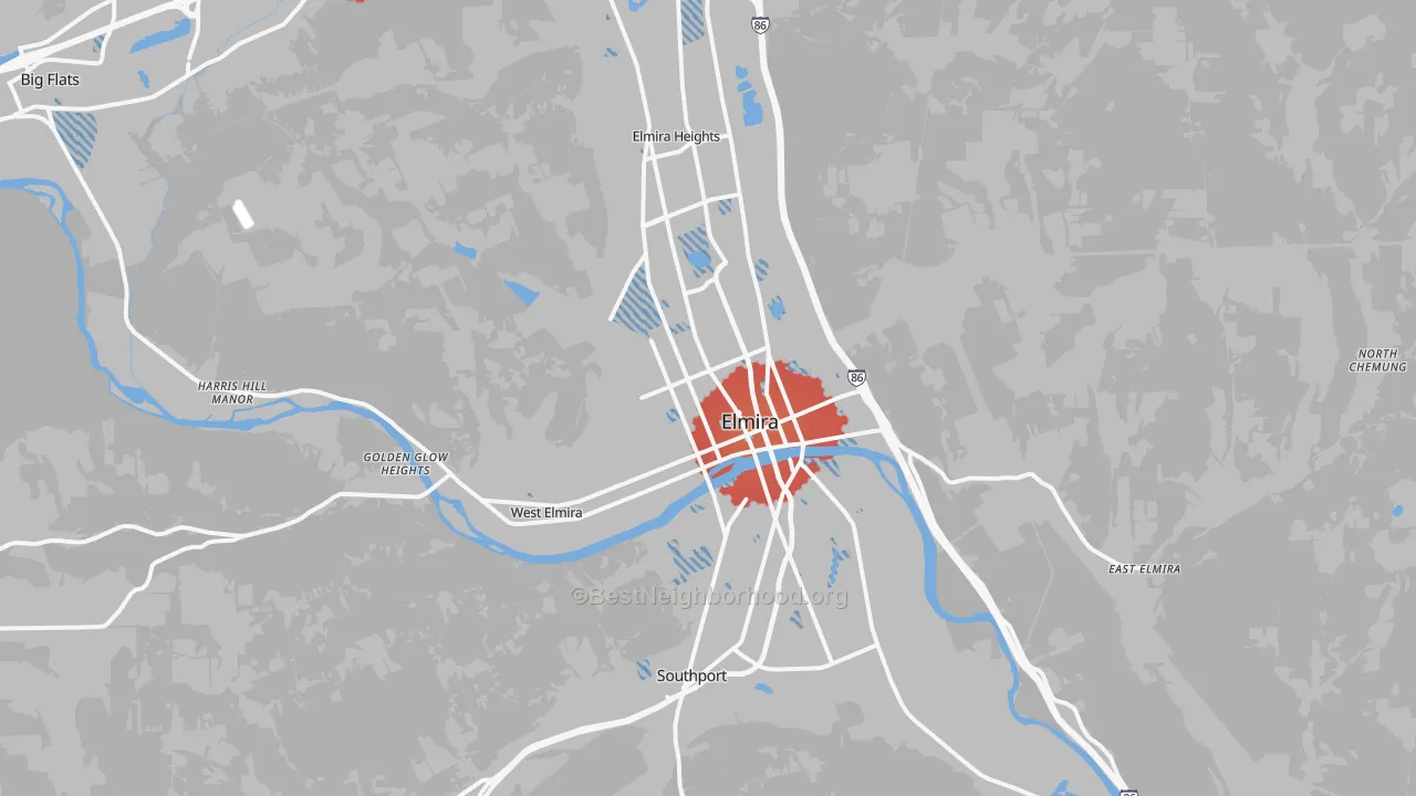 Transit Grade map of Elmira, NY